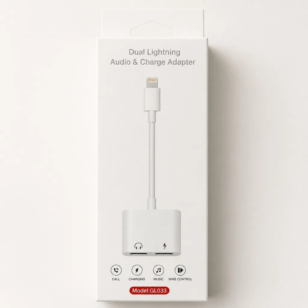 [1458] Dual Lightning Audio & Charge Adapter Model:GL033